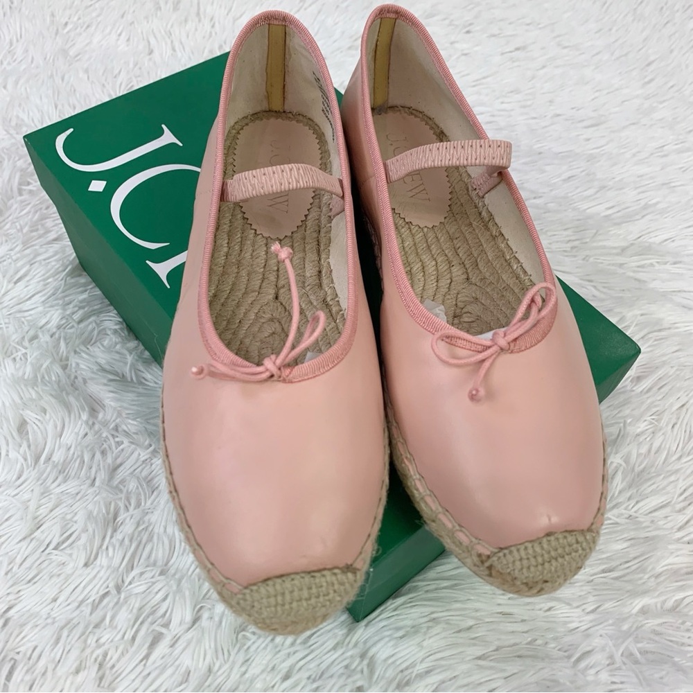 J. Crew Made-in-Spain Mary Jane espadrille flats in‎ leather in pink